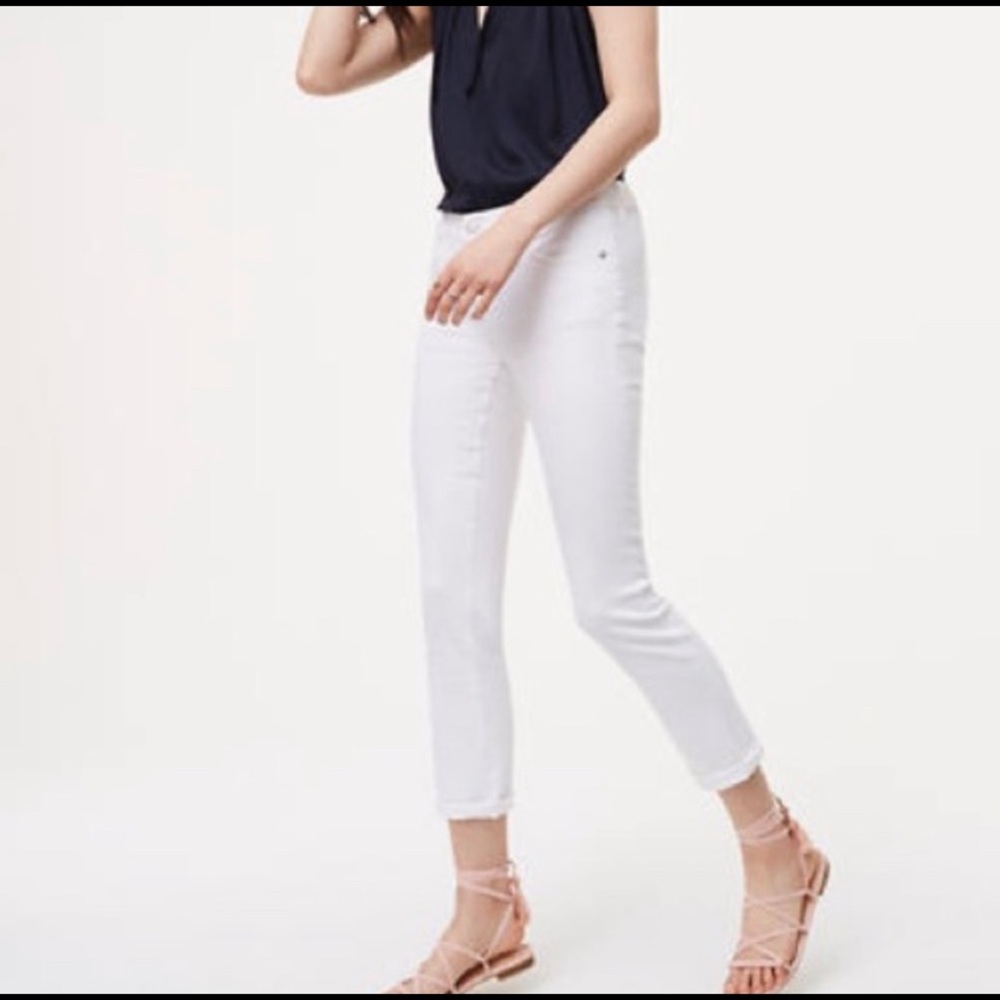 LOFT mid rise white modern skinny ankle crop jeans 28 petite/6 petite NWT